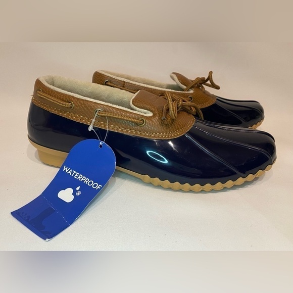NWT JBU by Jambu Women’s Woodbury Waterproof Duck Shoes Navy/Tan Size 10M - Picture 5 of 16